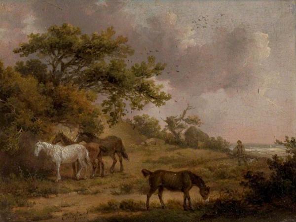 Landscape With Four Horses by George Morland
