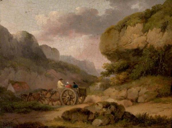 Landscape With Horses, Cart And Figures by George Morland