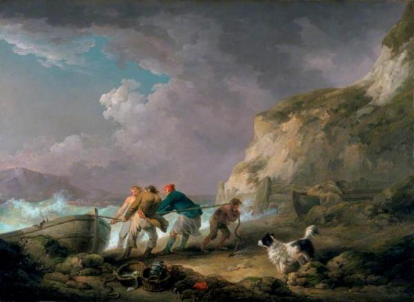 Seashore: Fishermen Hauling In A Boat by George Morland