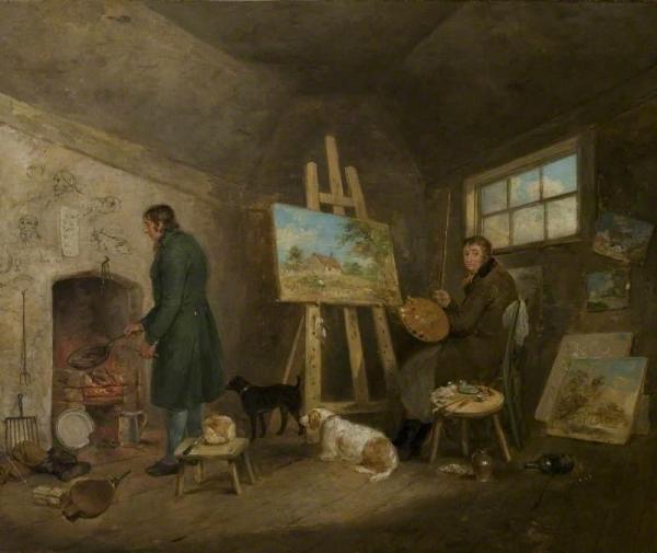The Artist In His Studio And His Man Gibbs by George Morland