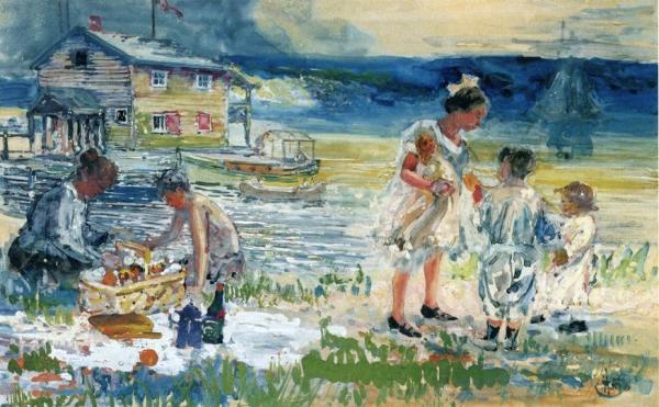 Picnic At The Beach by George (pop) Overbury Hart