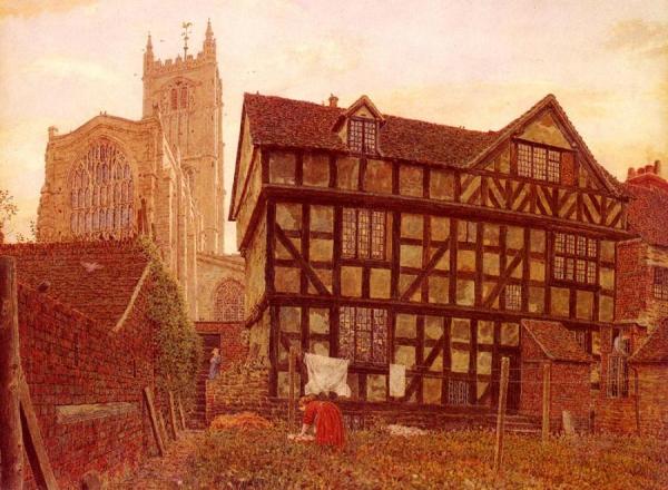 Church And Ancient Uninhabited House At Ludlow by George Price Boyce, R.w.s.