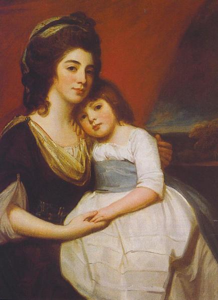 A Portrait Of Lady Georgiana Smyth And Child by George Romney