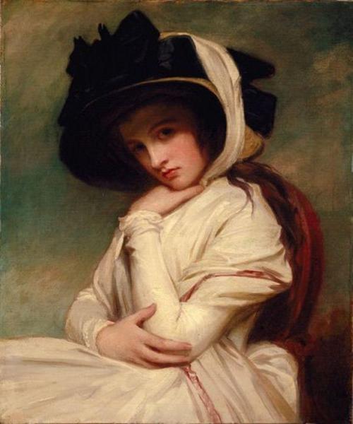 Emma Hart In A Straw Hat by George Romney