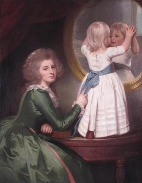 Portrait Of Anne Barbara Russell And Sir Henry Russell by George Romney