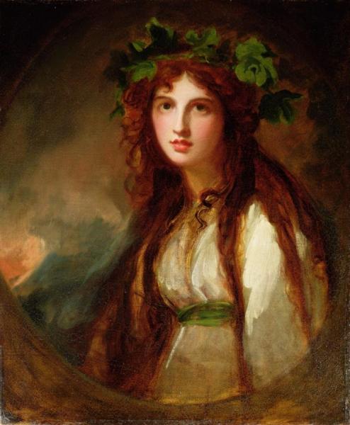 Portrait Of Emma, Lady Hamilton As A Bacchante by George Romney