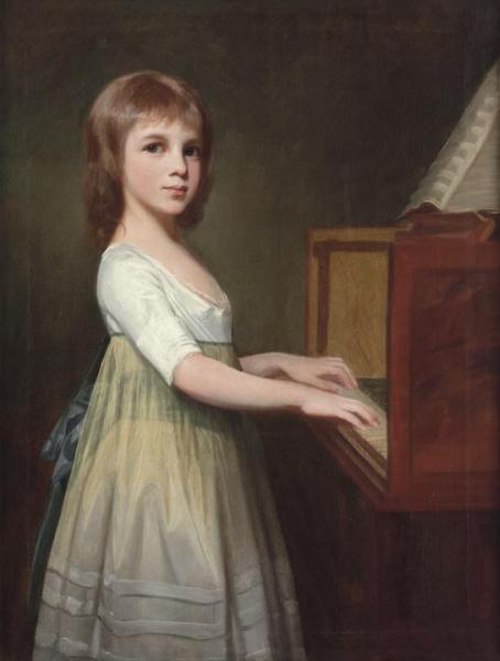 George Romney Portrait Of Miss Margaret Casson At The Piano