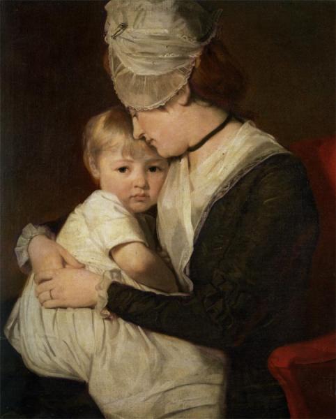 Portrait Of Mrs Anne Carwardine And Her Eldest Son Thomas by George Romney