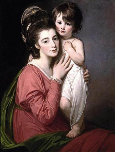 Portrait Of Mrs Henrietta Morris And Her Son John by George Romney