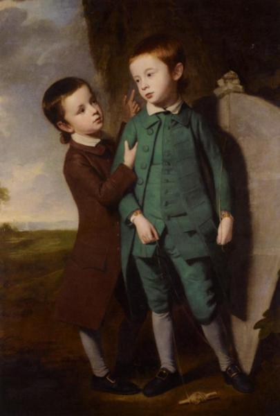 Portrait Of Two Boys With A Kite by George Romney