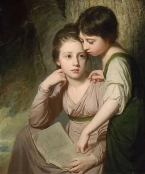 Portrait Of Two Girls Misses Cumberland by George Romney