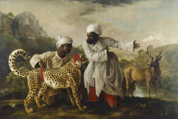 Cheetah And Stag With Two Indians by George Stubbs Oil Painting Reproductions