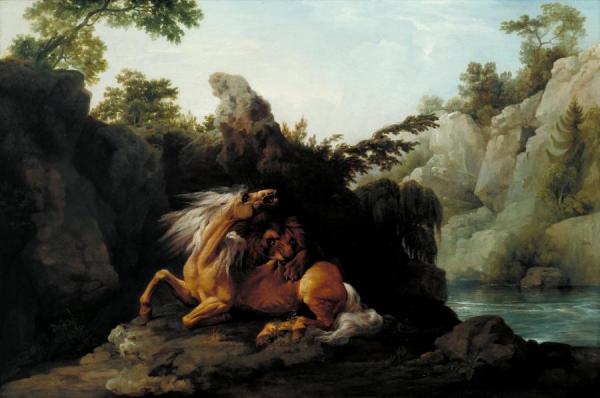 Horse Devoured By A Lion by George Stubbs Oil Painting Reproductions