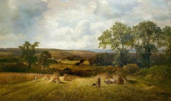 Harvest Scene, Barrow-on-trent, Derbyshire by George Turner