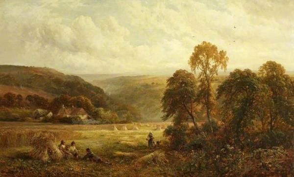 Harvest Scene In Surrey by George Turner