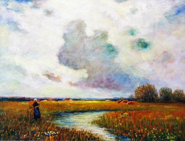 Milkmaid By A Stream by George Van Horn Millet Oil Painting Reproductions