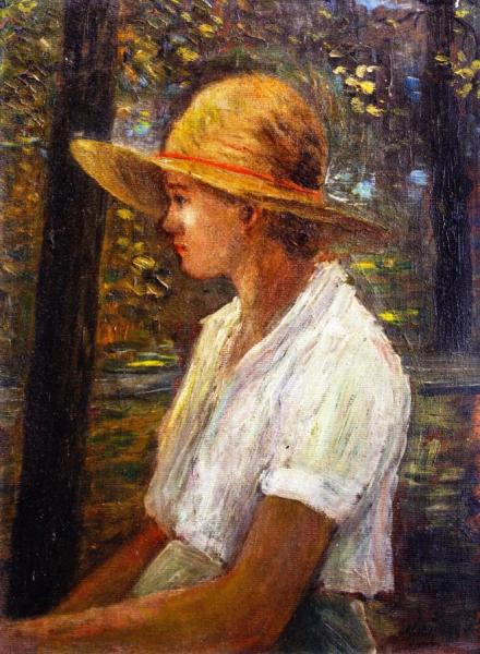 George Van Millett Young Girl/straw Hat