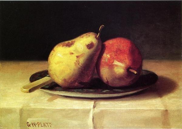 Two Pears On A Dish by George W. Platt