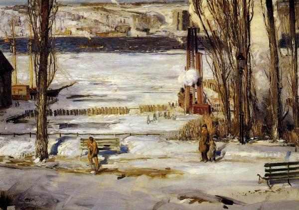 A Morning Snow - Hudson River by George Wesley Bellows