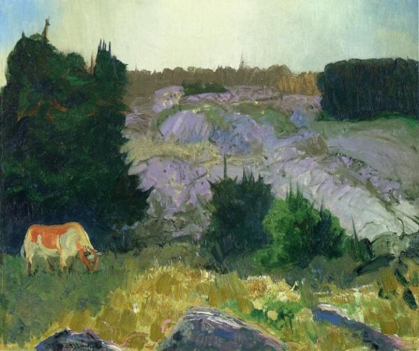 Edge Of The Pasture - Glow Of The Sun by George Wesley Bellows