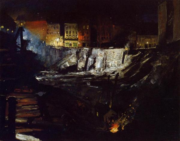 Excavation At Night by George Wesley Bellows