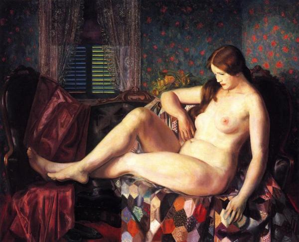 Nude With Hexagonal Quilt by George Wesley Bellows