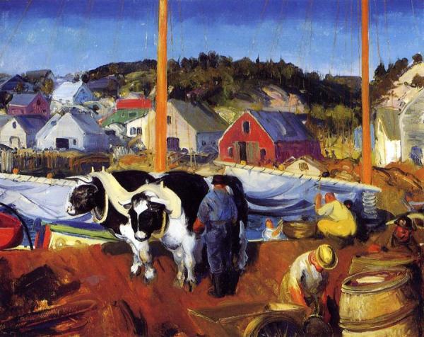 Ox Team, Wharf At Matinicus by George Wesley Bellows