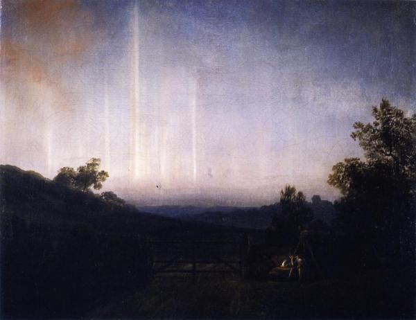 Landscape With Aurora Borealis. In The Background Middlefart Church by George William Joy