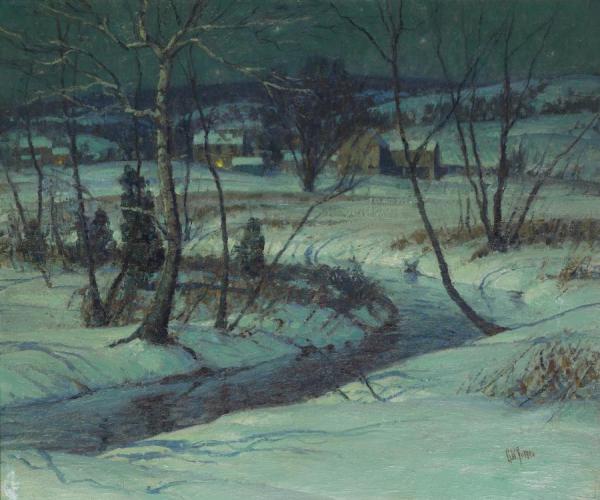 George William Sotter Nocturnal Winter Landscape