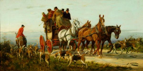 Passing A Hunt On The Road, Spring by George Wright