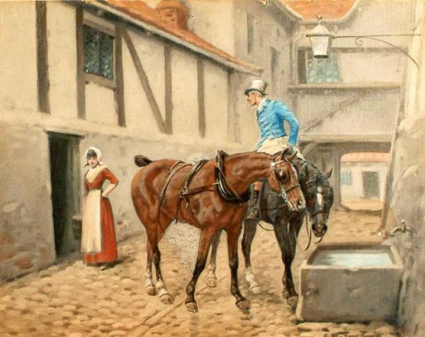 Resting Before An Inn by George Wright Oil Painting Reproductions