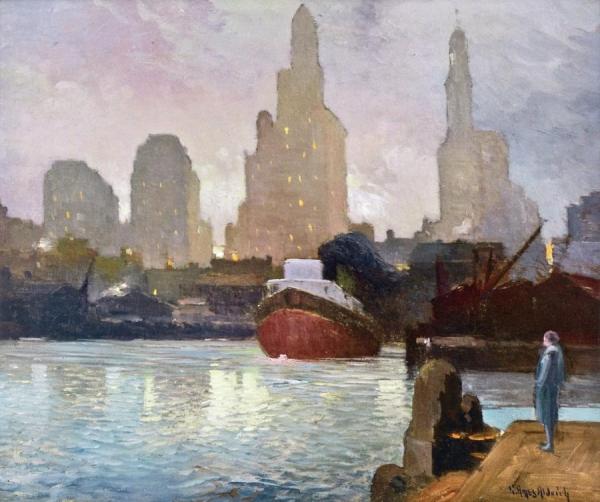 Chicago Skyline by Georges Ames Aldrich Oil Painting Reproductions