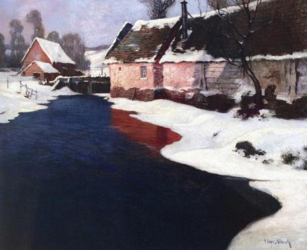 Georges Ames Aldrich Factory By River, Winter