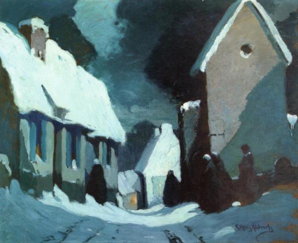 Street Scene With Five Figures by Georges Ames Aldrich