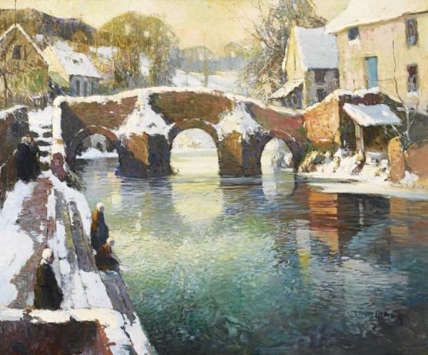The Bridge At Quimperle, Brittany by Georges Ames Aldrich