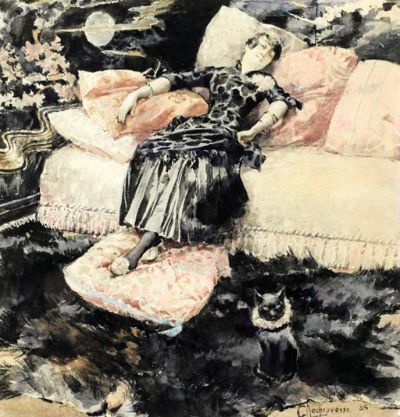 The Woman With A Cat by Georges Antoine Rochegrosse