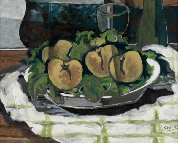 A Dish Of Fruit, A Glass And A Bottle by Georges Braque Oil Painting Reproductions