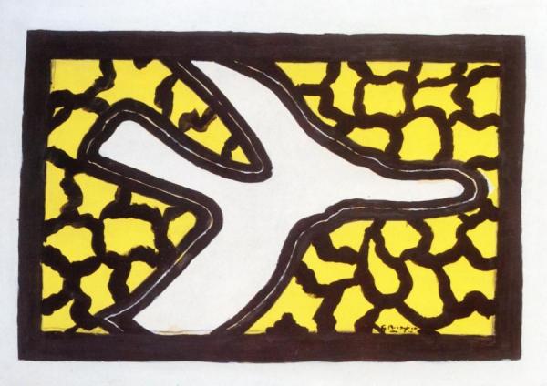 Bird, Yellow Background by Georges Braque