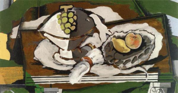 Fruit Dish And Fruit Basket by Georges Braque Oil Painting Reproductions