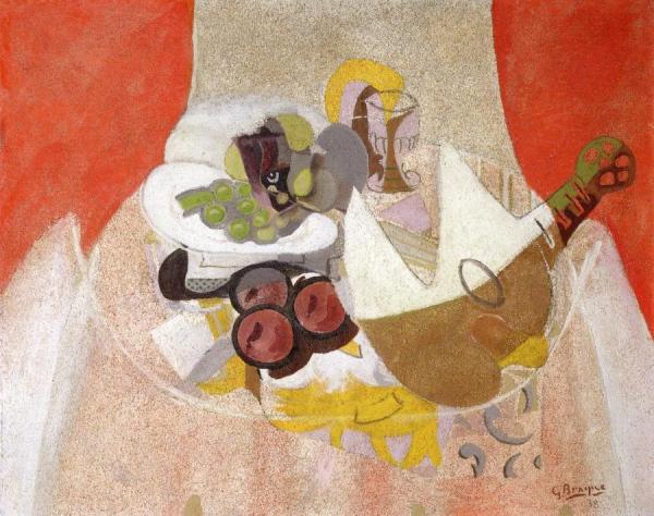 Fruit, Glass And Mandolin by Georges Braque Oil Painting Reproductions