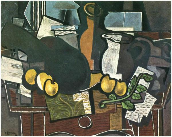Guitar, Fruit And Pitcher by Georges Braque