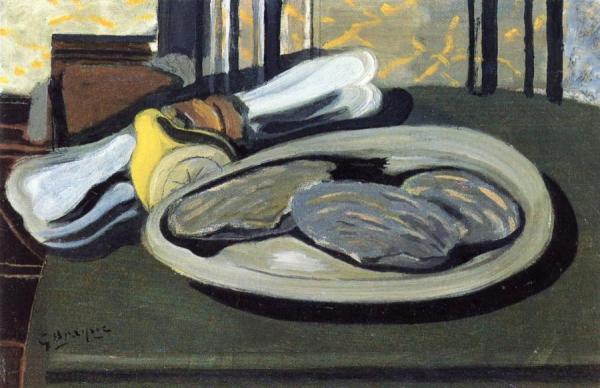 Oysters, Lemon And Napkin by Georges Braque