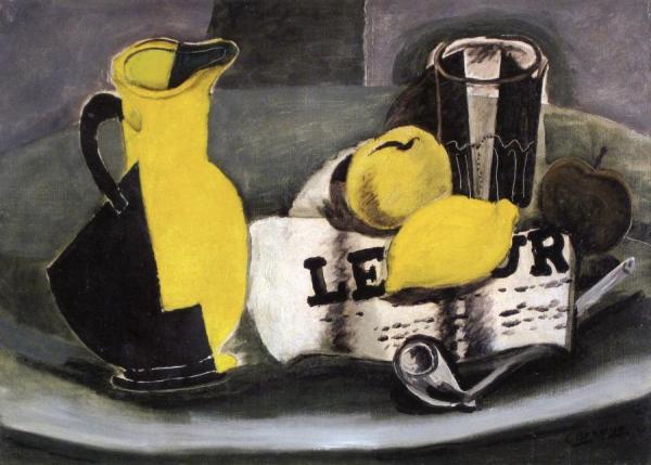 Pitcher And Newspaper by Georges Braque