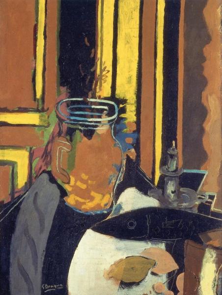 Pitcher, Candlestick And Black Fish by Georges Braque