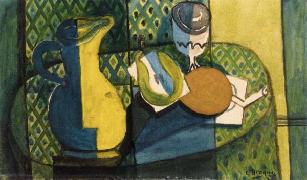 Pitcher, Sliced Pear, Glass by Georges Braque