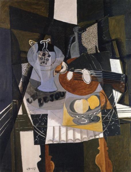 Georges Braque Still Life With Fruit Dish, Bottle And Mandolin