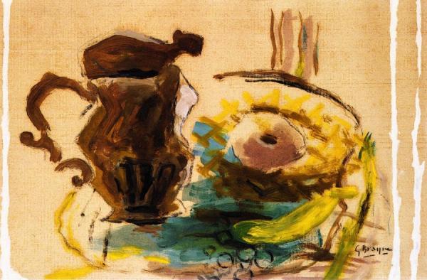 Still Life With Pitcher And Grapes by Georges Braque