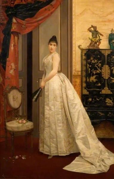 Lady With A Fan by Georges Croegaert Oil Painting Reproductions