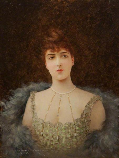 Portrait Of An Auburn-haired Woman by Georges Croegaert Oil Painting Reproductions