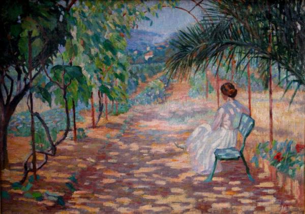 Femme Assise Dans Une Allée (cagnes Sur Mer) by Georges Emile Lebacq Oil Painting Reproductions